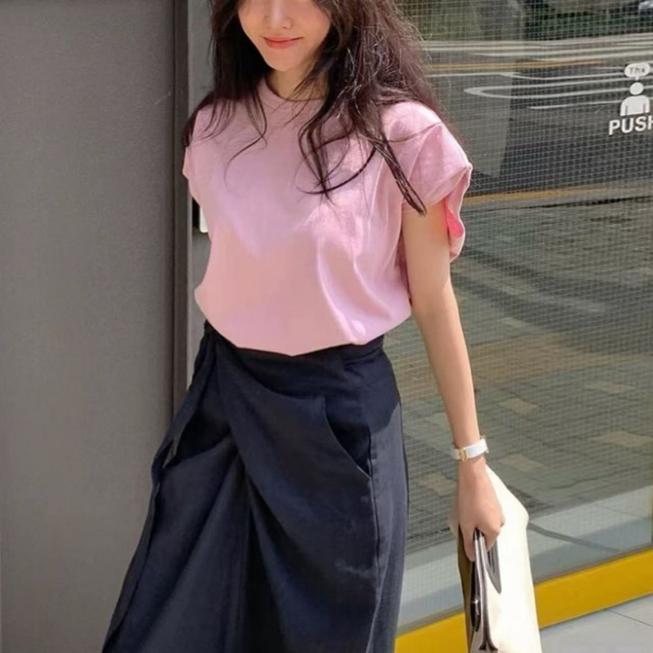 骨格ウェーブ シャツ&ハイウエストスカートセットアップ