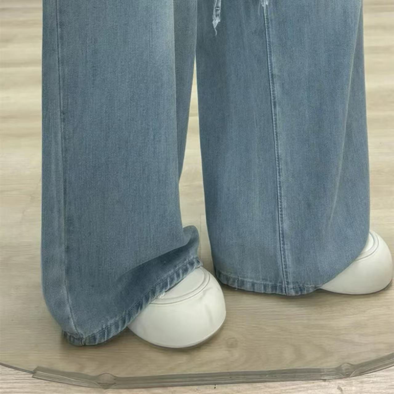 骨格バギーパンツ ウエストゴム レディース デニム ボトムス おしゃれ