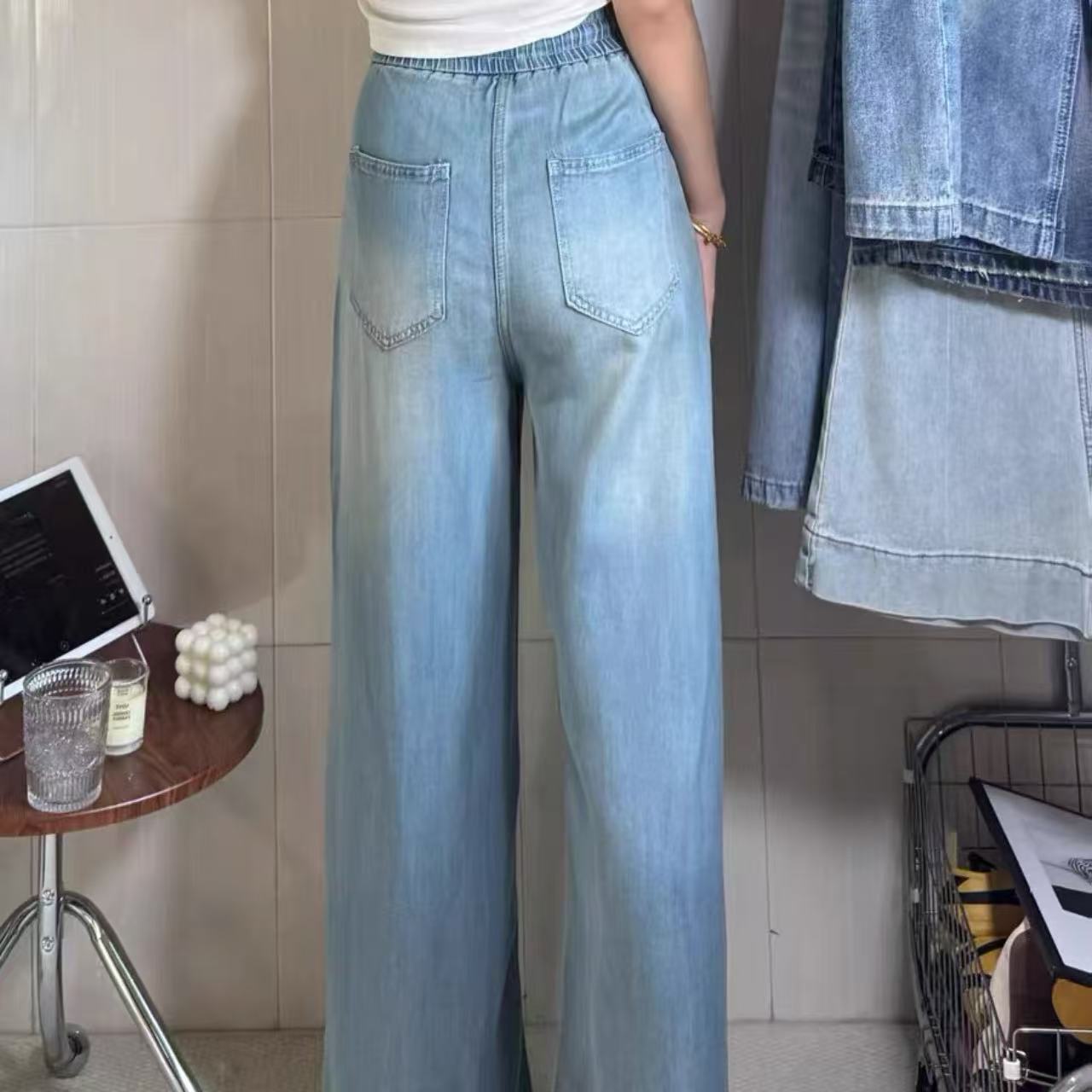 骨格バギーパンツ ウエストゴム レディース デニム ボトムス おしゃれ