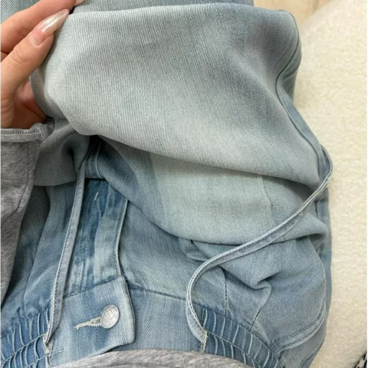 骨格バギーパンツ ウエストゴム レディース デニム ボトムス おしゃれ