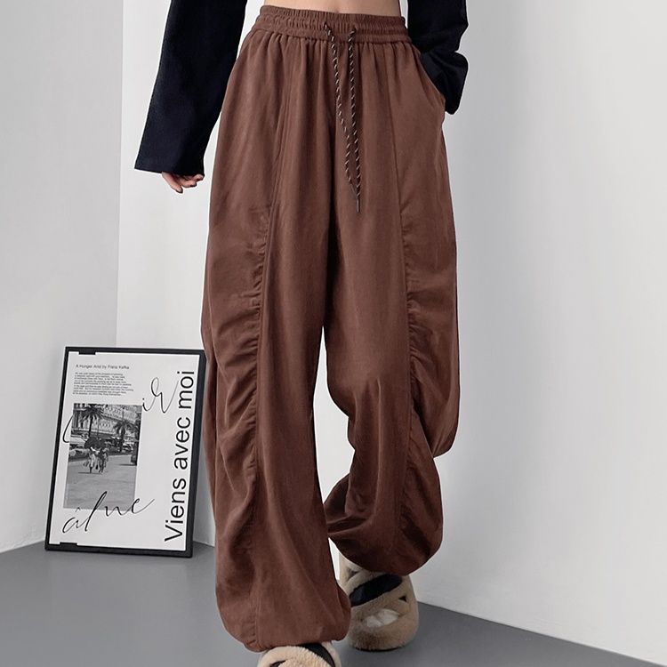 骨格ウェーブ ギャザーデザイン イージーカーブパンツ