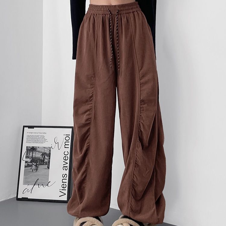 骨格ウェーブ ギャザーデザイン イージーカーブパンツ