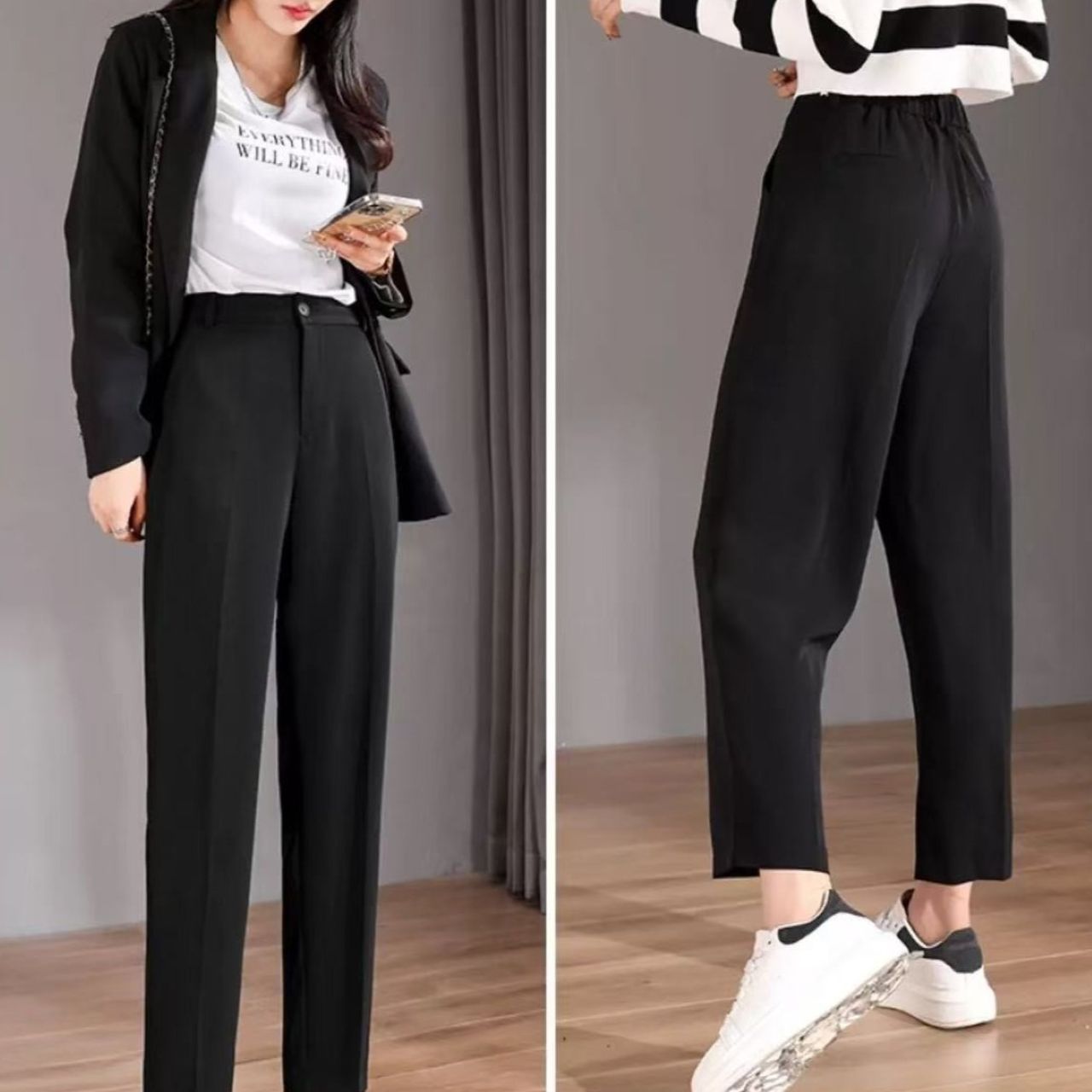 骨格ウェーブ ハイウエスト センタープレスパンツ