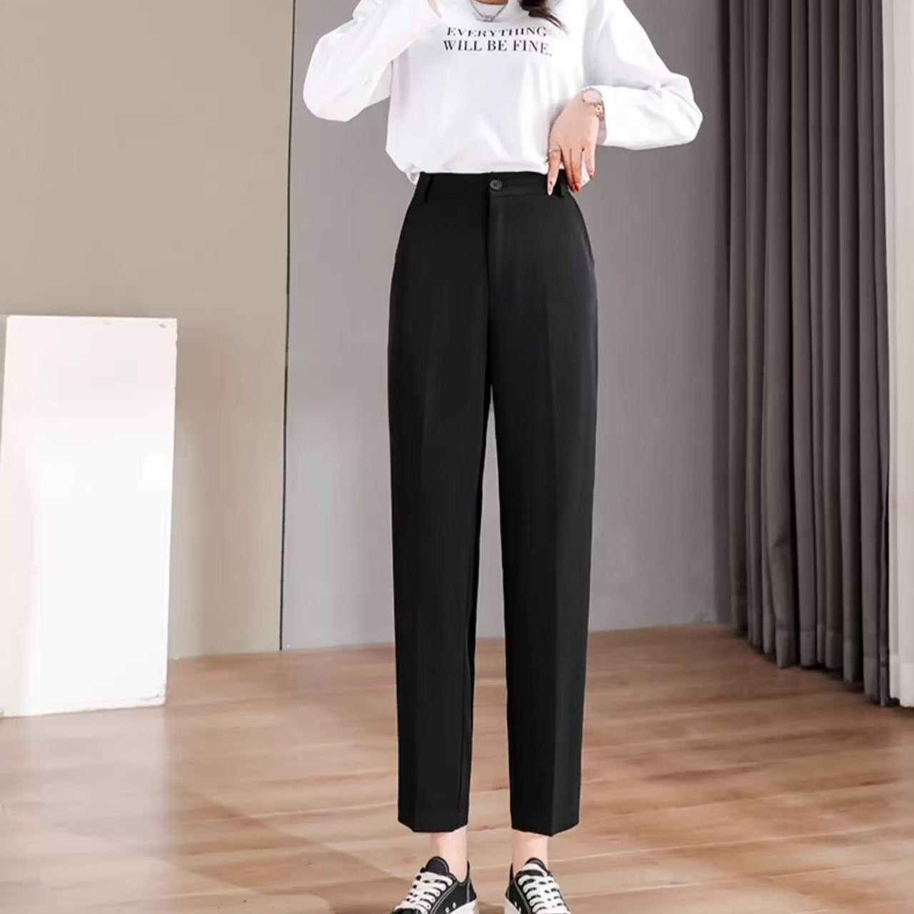 骨格ウェーブ ハイウエスト センタープレスパンツ