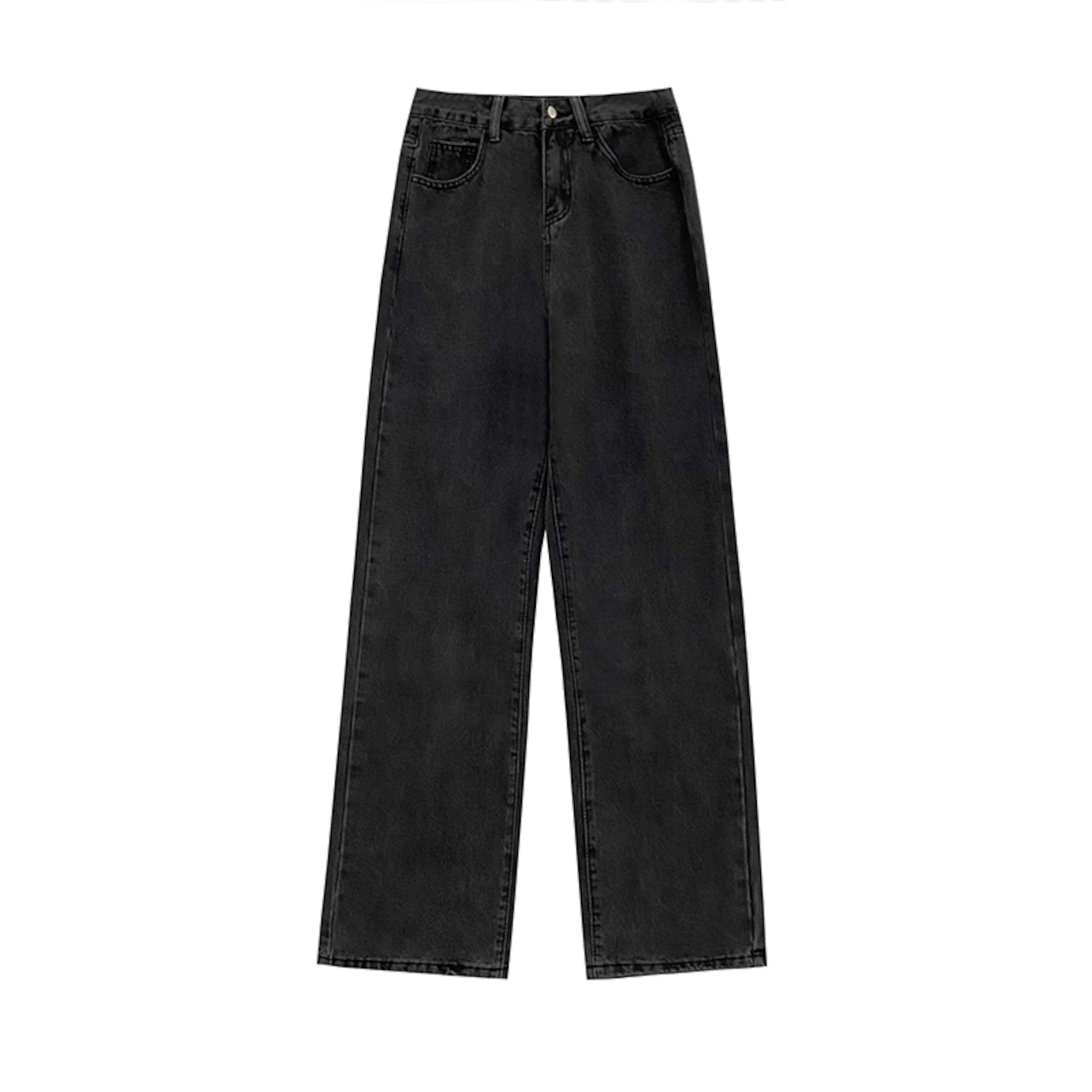 骨格ウェーブ グレーデニム ハイウエスト 美脚ストレート