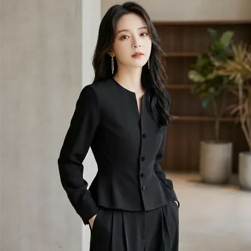 骨格ウェーブ ウエストシェイプシャツブラウス