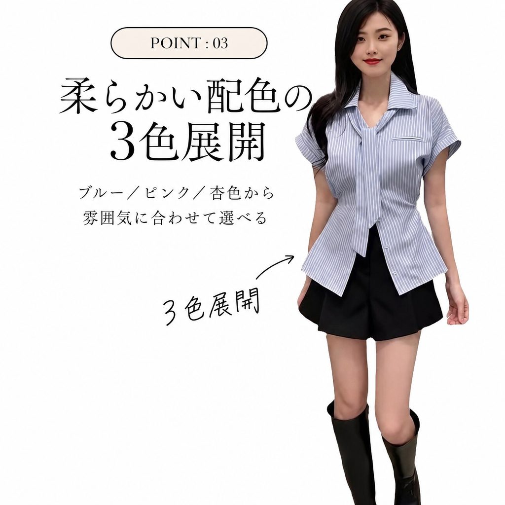 POINT:03 柔らかい配色の3色展開