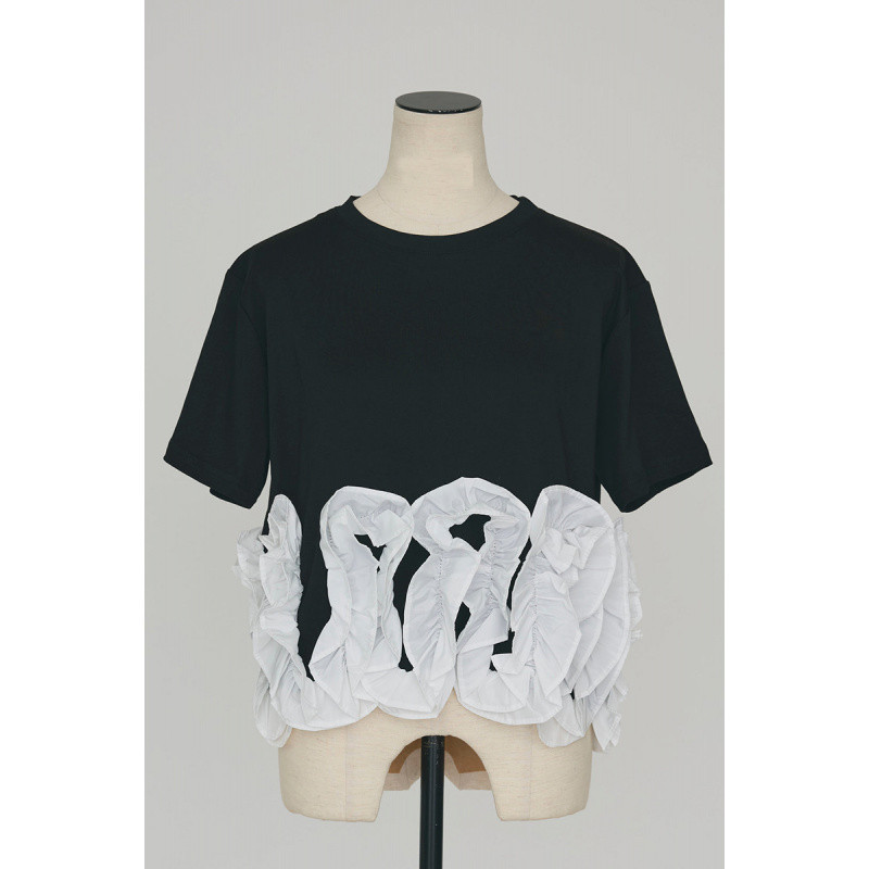 骨格ウェーブ ホイップレース ペプラム 半袖Tシャツ