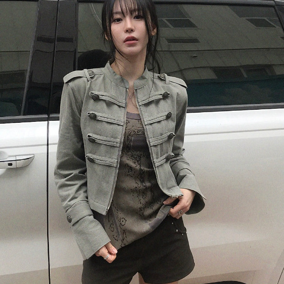 骨格ウェーブ  大人可愛いフレンチシック ナポレオン風ショートジャケット