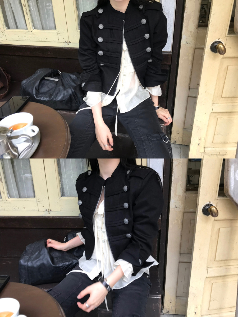 骨格ウェーブ  大人可愛いフレンチシック ナポレオン風ショートジャケット