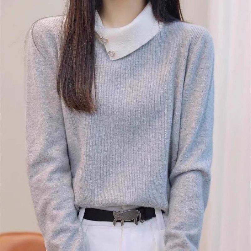 骨格ウェーブ 大人可愛い 襟付きデザイン フェミニンニット