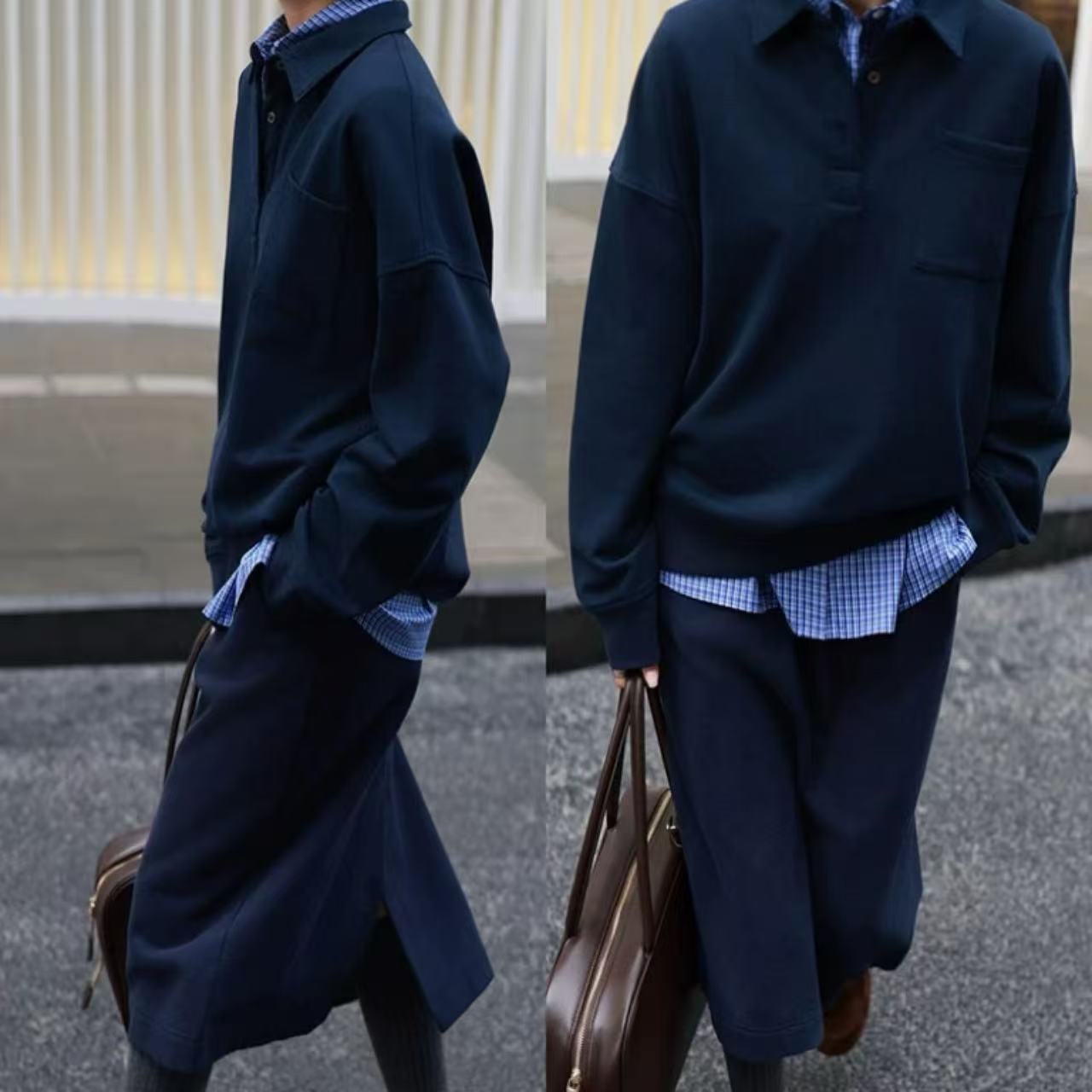 骨格ウェーブ スポーツカジュアル スウェットシャツ＆スカート セットアップ 