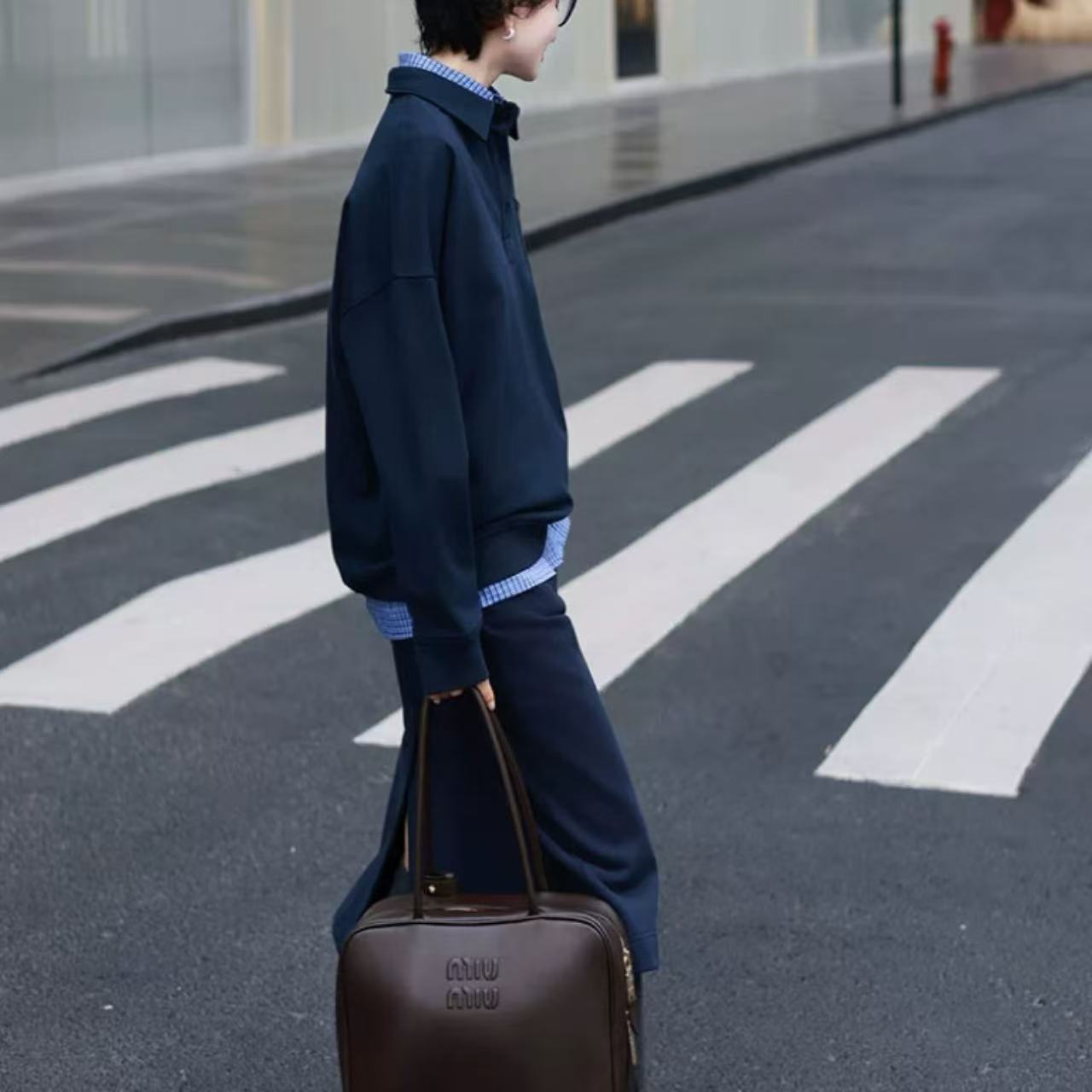 骨格ウェーブ スポーツカジュアル スウェットシャツ＆スカート セットアップ 