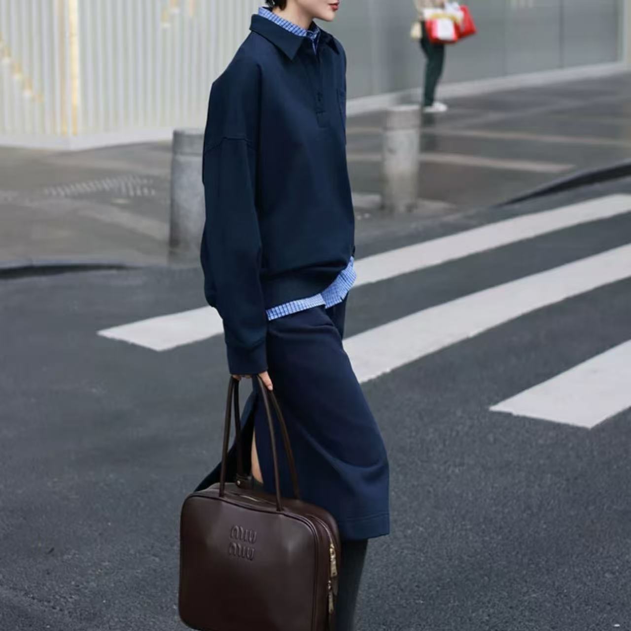 骨格ウェーブ スポーツカジュアル スウェットシャツ＆スカート セットアップ 