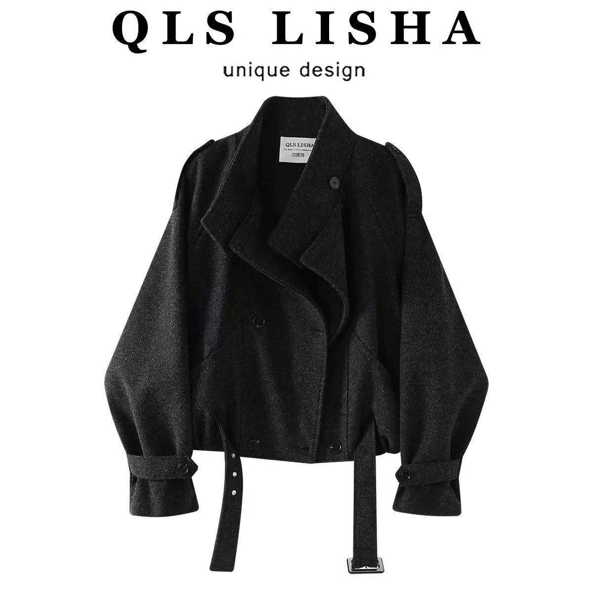 骨格ウェーブ ウールコート レトロバイカー風 ショートジャケット