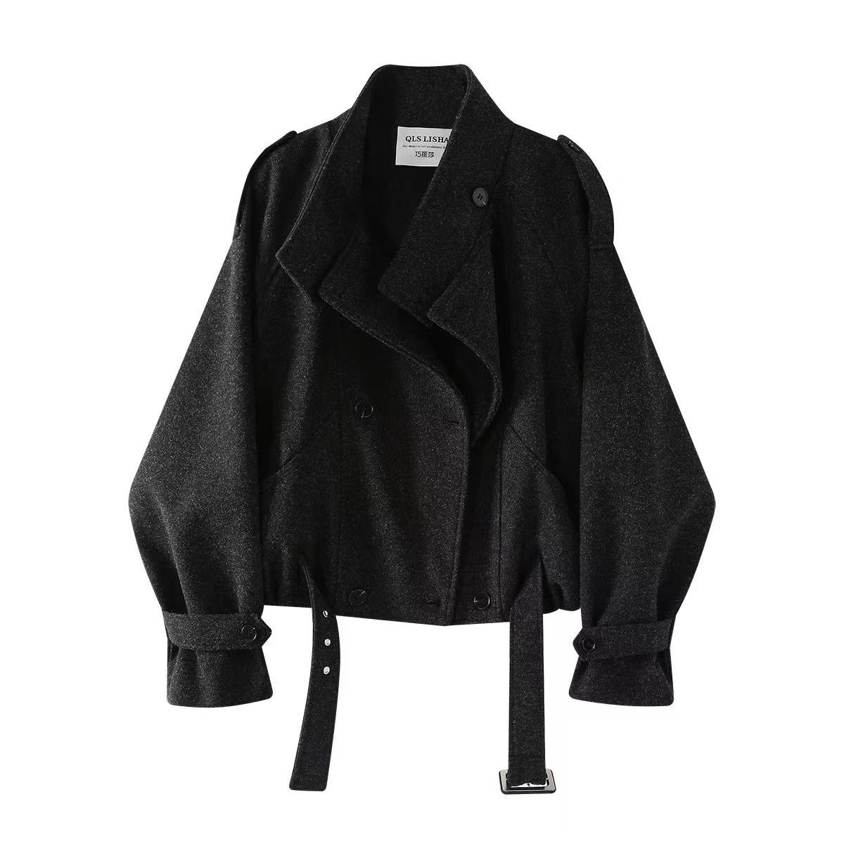 骨格ウェーブ ウールコート レトロバイカー風 ショートジャケット