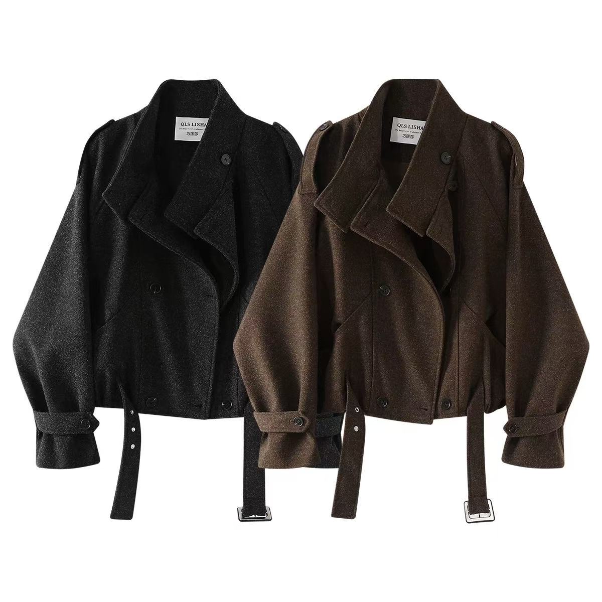 骨格ウェーブ ウールコート レトロバイカー風 ショートジャケット