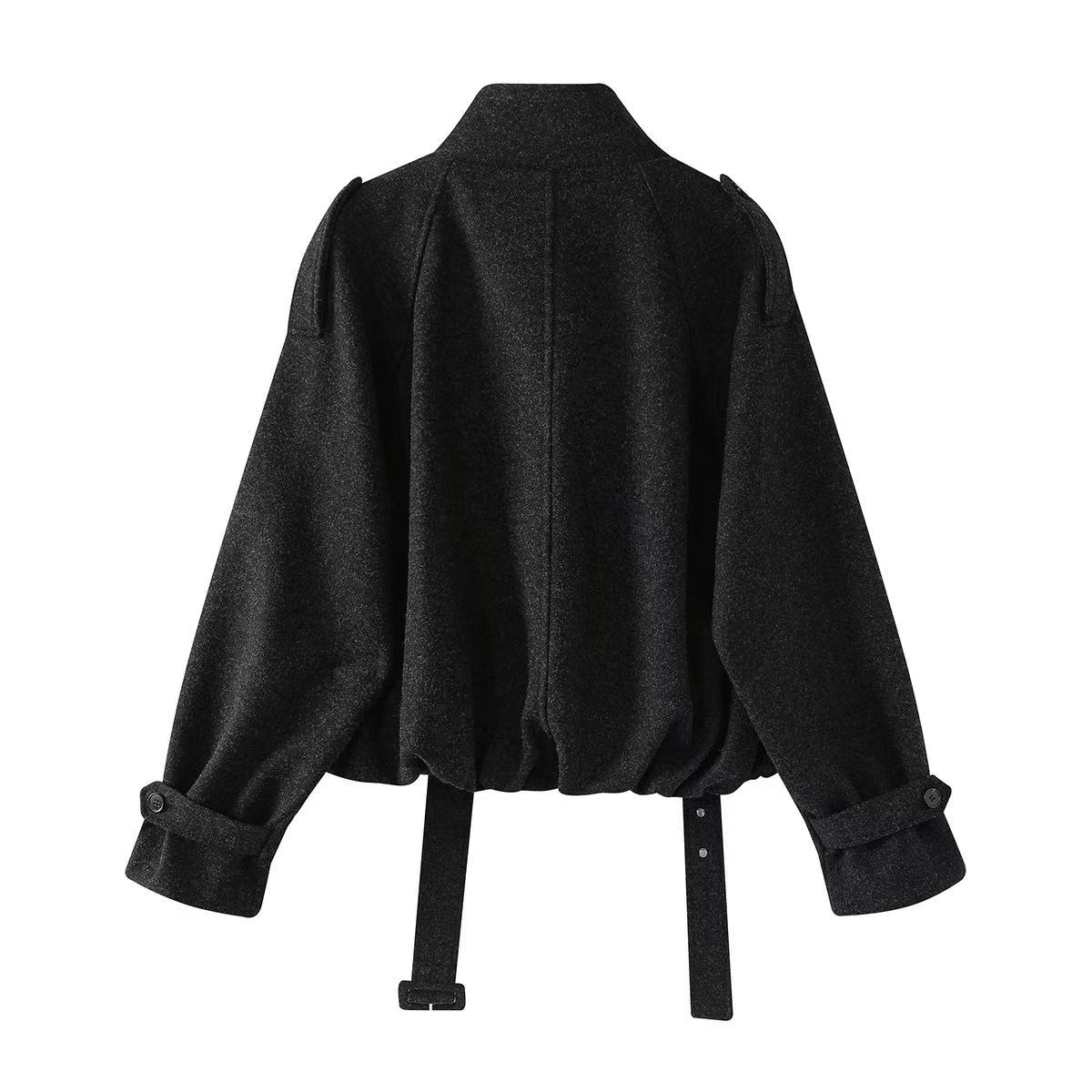 骨格ウェーブ ウールコート レトロバイカー風 ショートジャケット