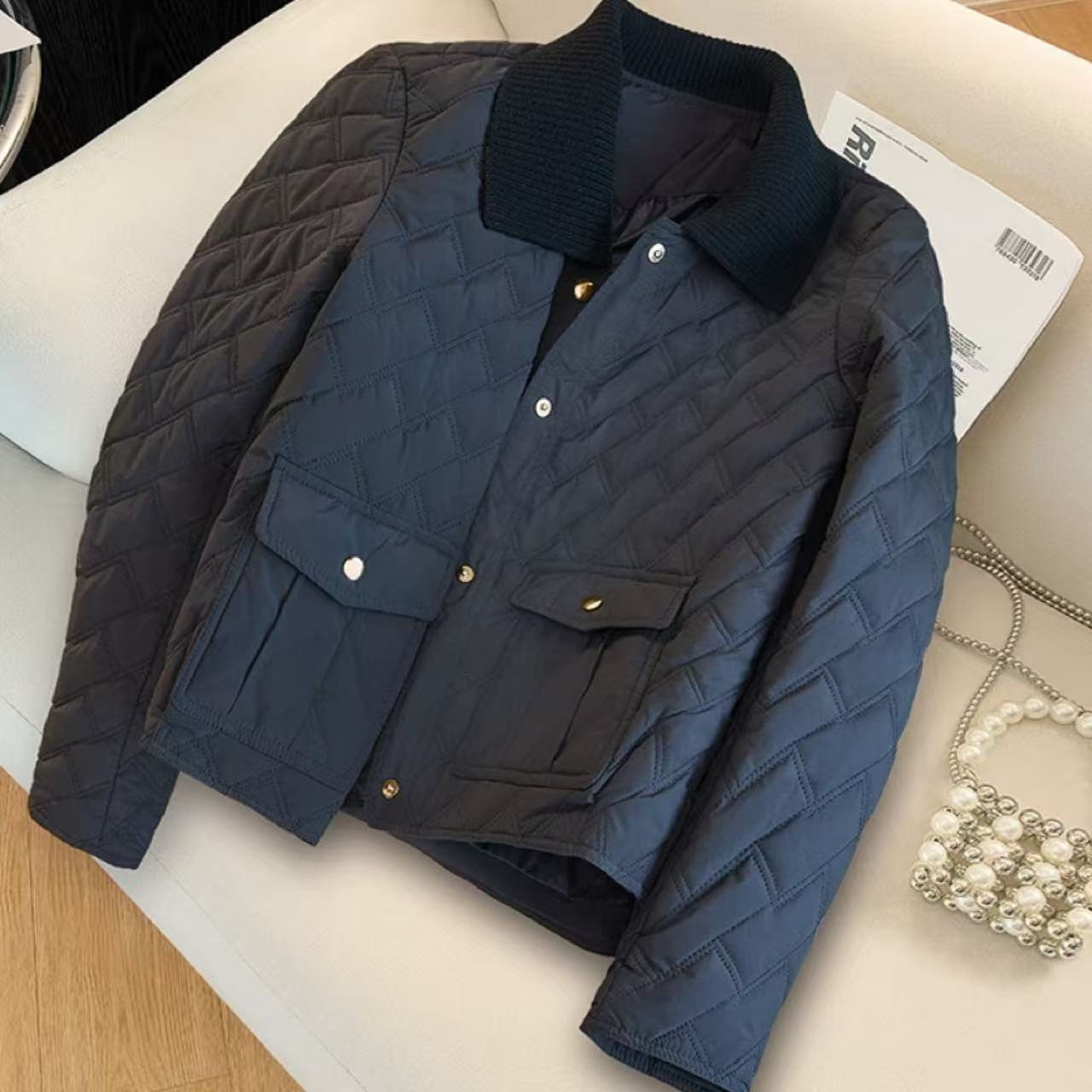 骨格ウェーブ トレンド カジュアル 中綿コート 