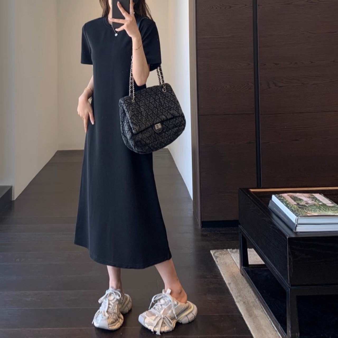 骨格ウェーブ ロングTシャツ ワンピース