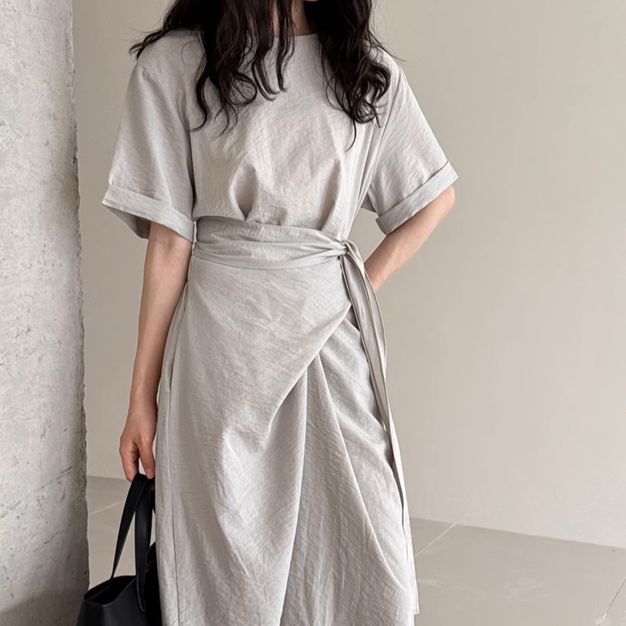 骨格ウェーブ Aライン ロングラップスカート