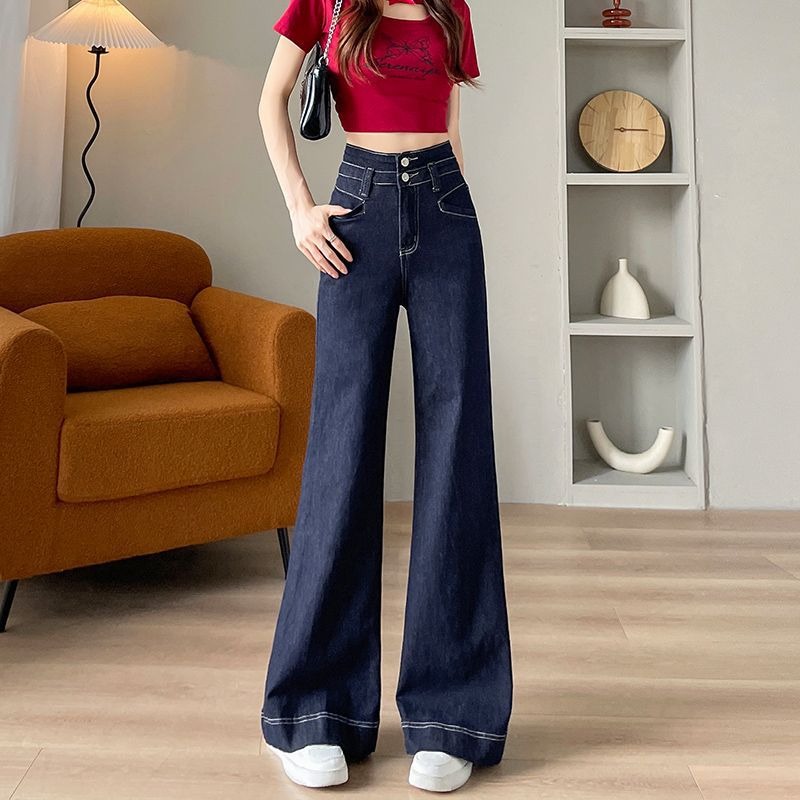 骨格ウェーブ ハイウエスト 美シルエット ワイドジーンズ