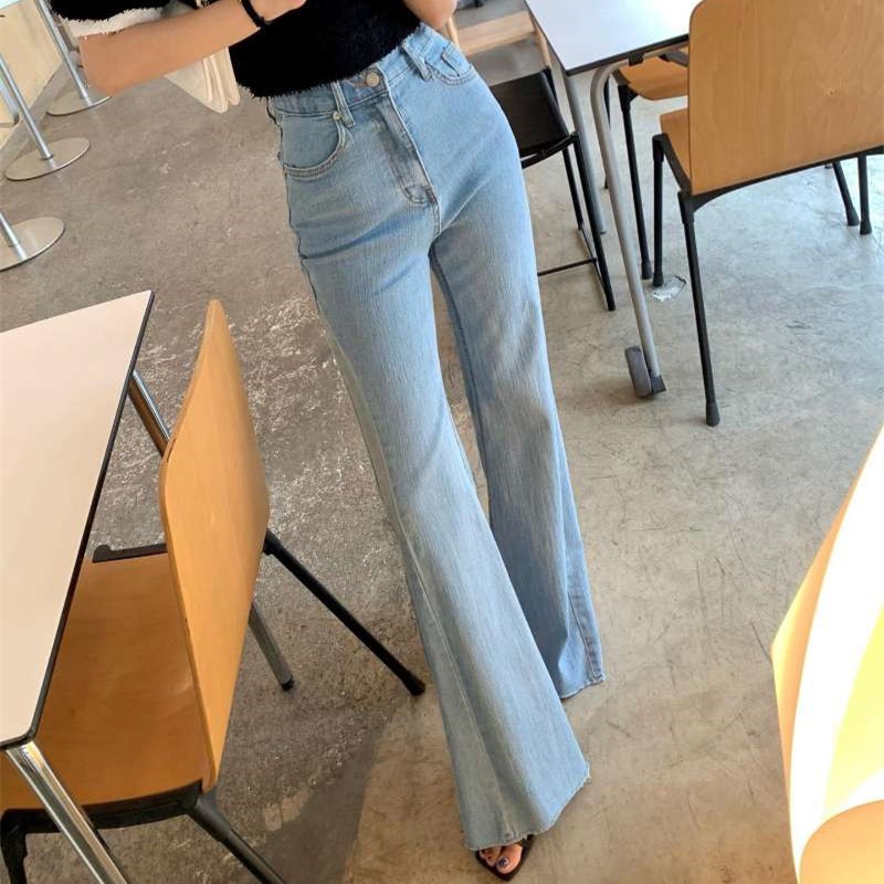 骨格ウェーブ 重心アップ 美脚ハイウエストフレアデニム
