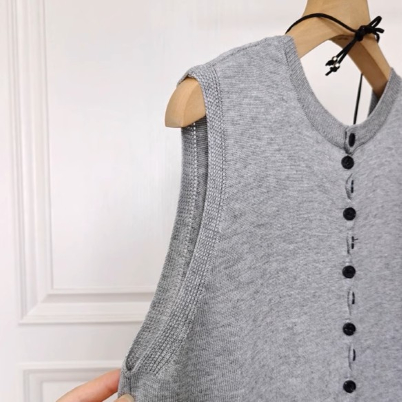 骨格ウェーブ ノースリーブ ニット Iライン ロングワンピース