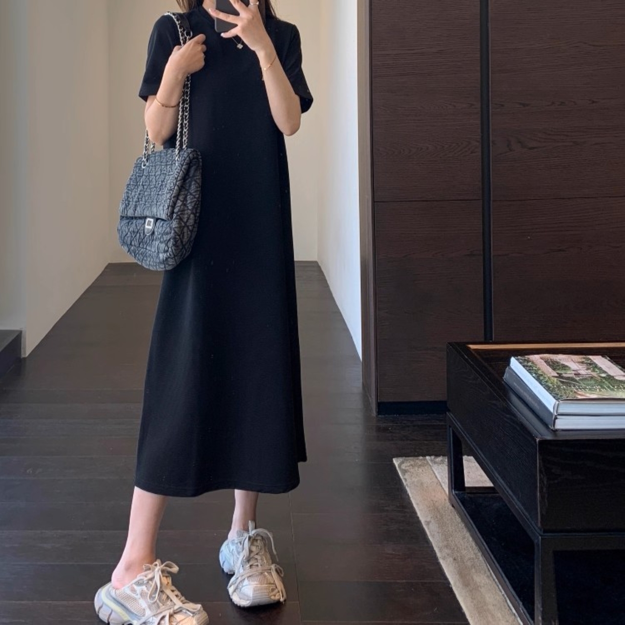 骨格ウェーブ ロングTシャツ ワンピース