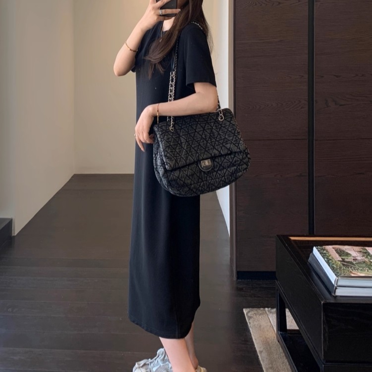 骨格ウェーブ ロングTシャツ ワンピース