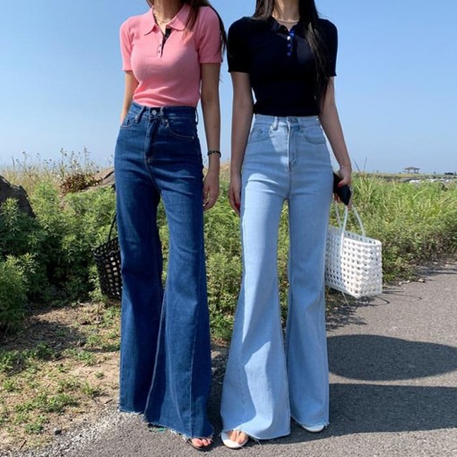 骨格ウェーブ 重心アップ 美脚ハイウエストフレアデニム