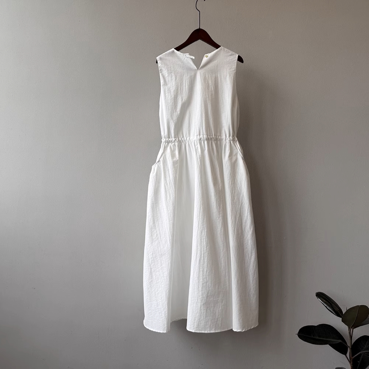 骨格ウェーブ ノースリーブ ワークウェアワンピース