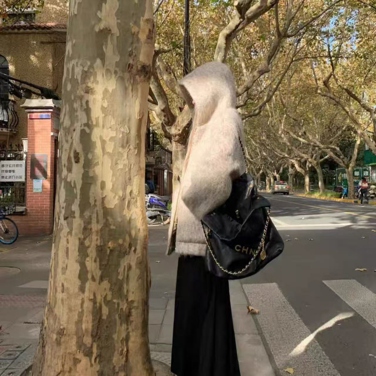 骨格ウェーブ もこもこ フード付き ニットパーカー ゆったり