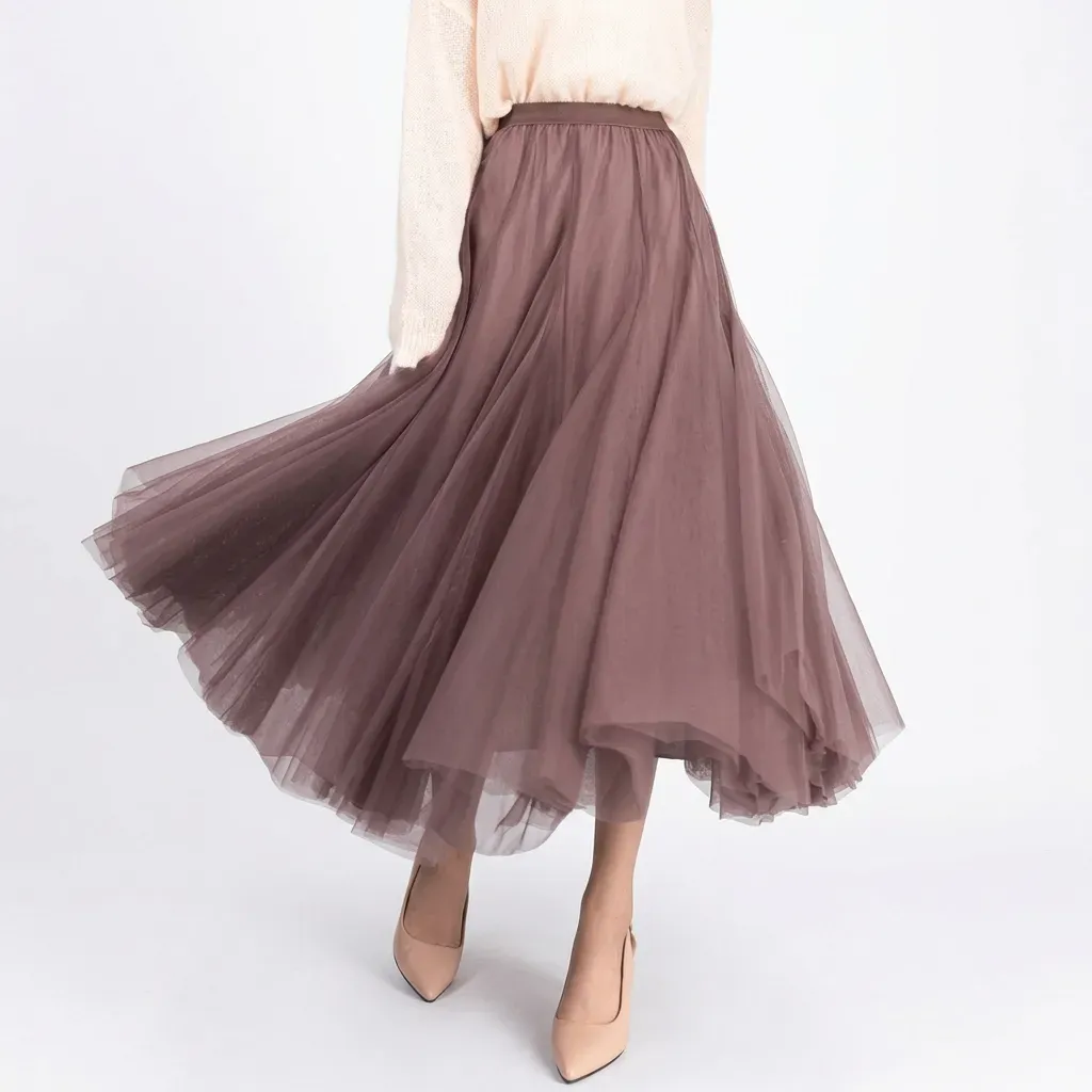 骨格ウェーブ 美シルエット ロングチュールスカート