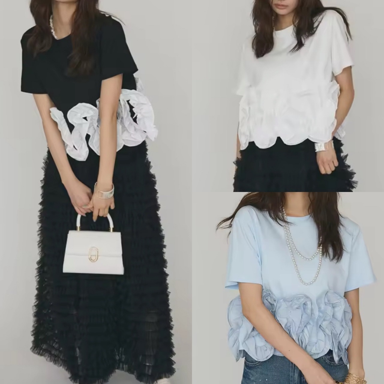 骨格ウェーブ ホイップレース ペプラム 半袖Tシャツ