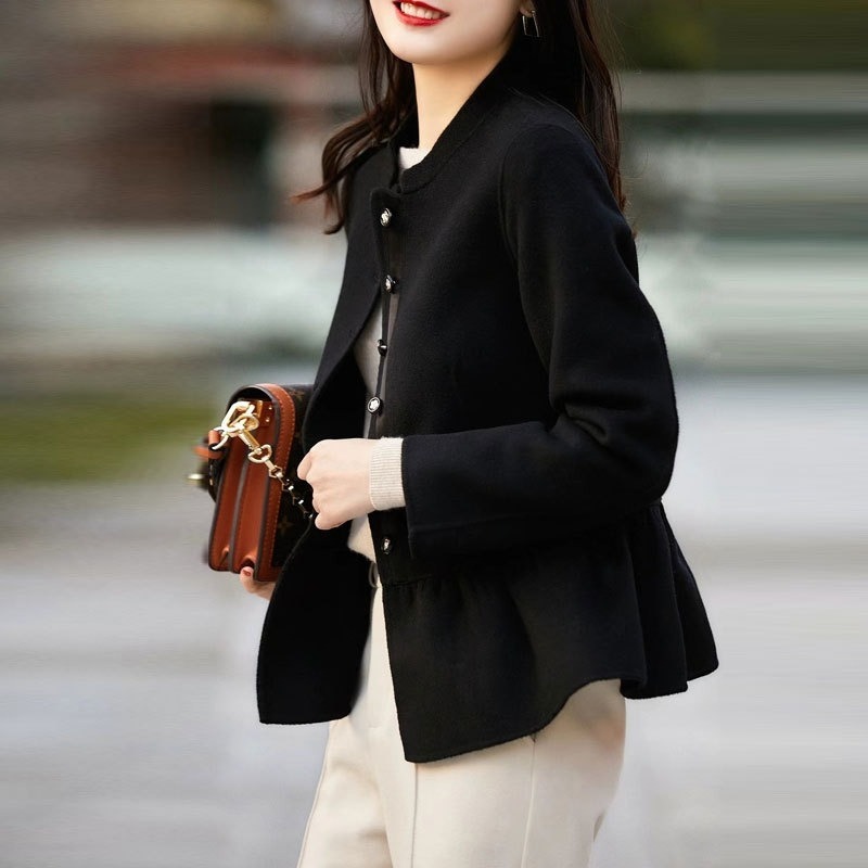 骨格ウェーブ 上品スタンドカラー へプラムジャケット