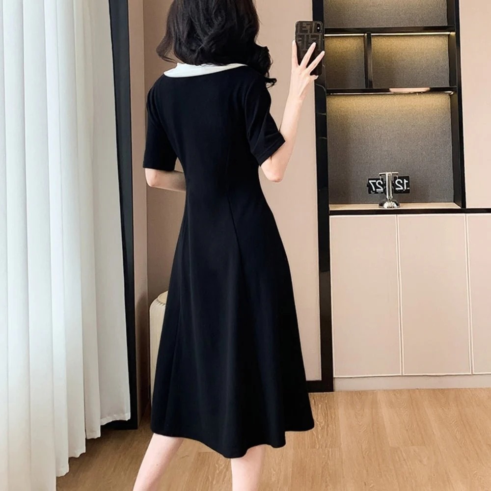 骨格ウェーブ 美バランス切替ライン フィット＆フレアワンピース