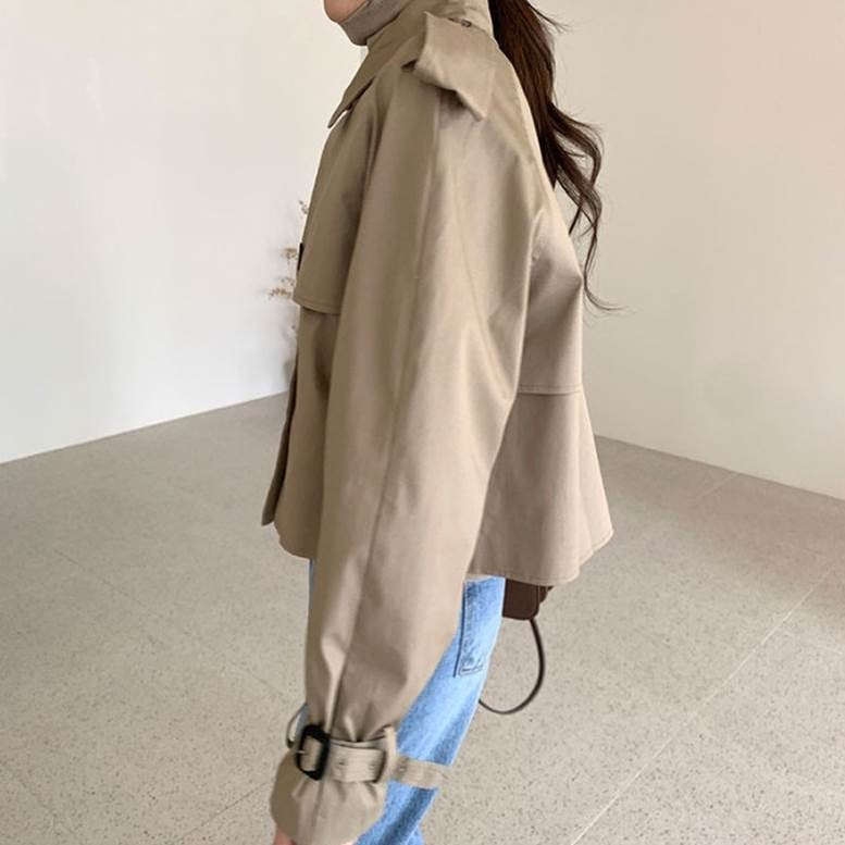 骨格ウェーブ ショート丈 ハンサム大人トレンチコート