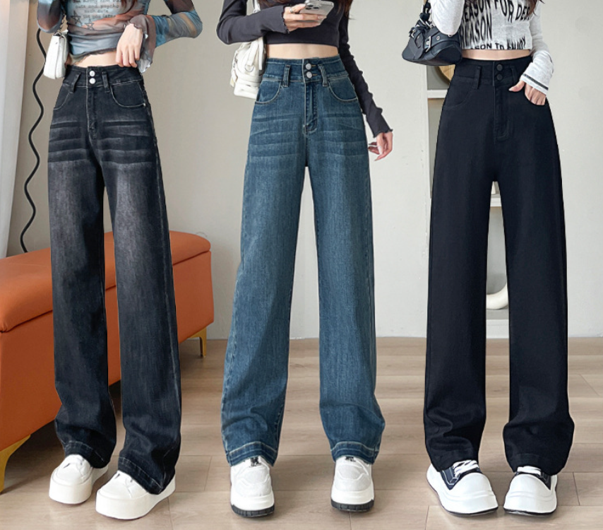 骨格ウェーブ くびれ強調＆脚長メイク ハイウエストストレッチワイドデニム