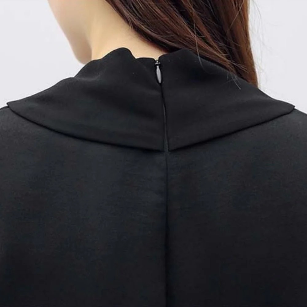 骨格ウェーブ シアー袖×Vネック ハイウエストオールインワン