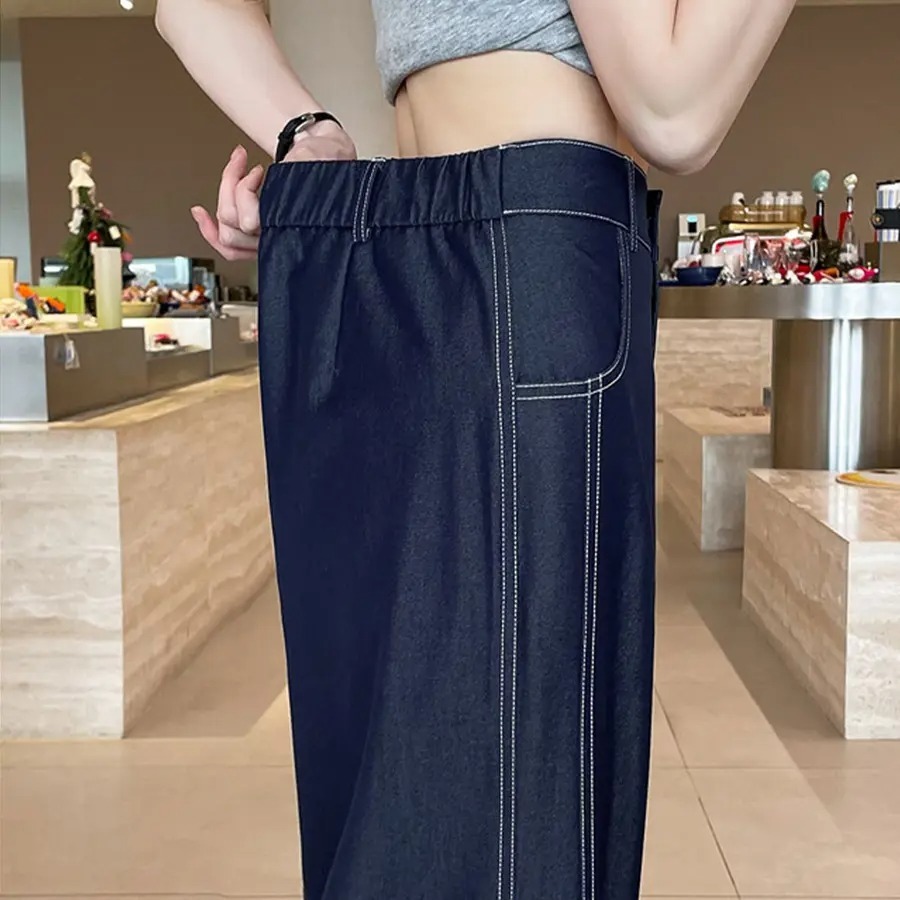 骨格ウェーブ 脚長×細見えが叶う ハイウエスト とろみデニムパンツ