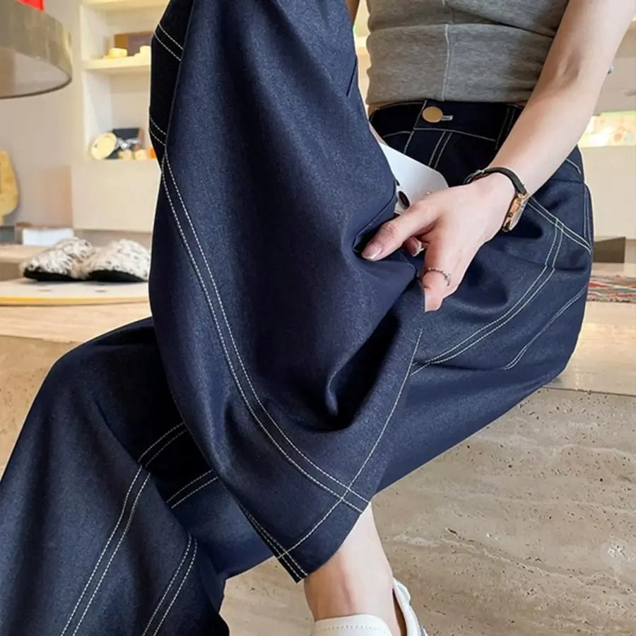 骨格ウェーブ 脚長×細見えが叶う ハイウエスト とろみデニムパンツ