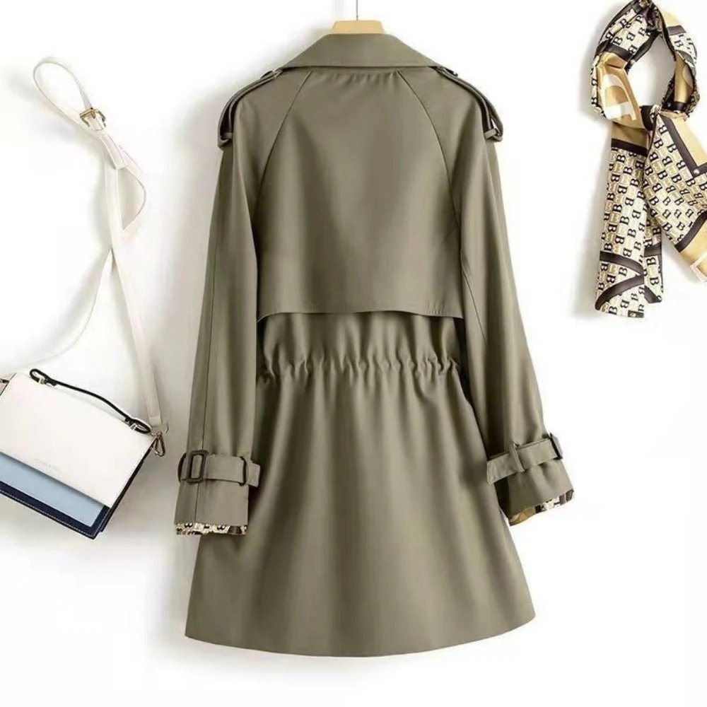 骨格ウェーブ ウエストマーク ハーフ丈トレンチコート