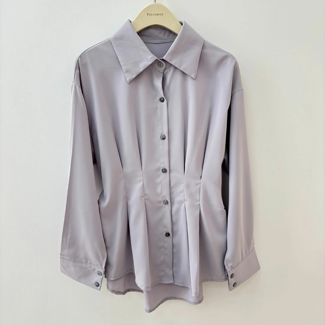 骨格ウェーブ バックプリーツ シャツブラウス