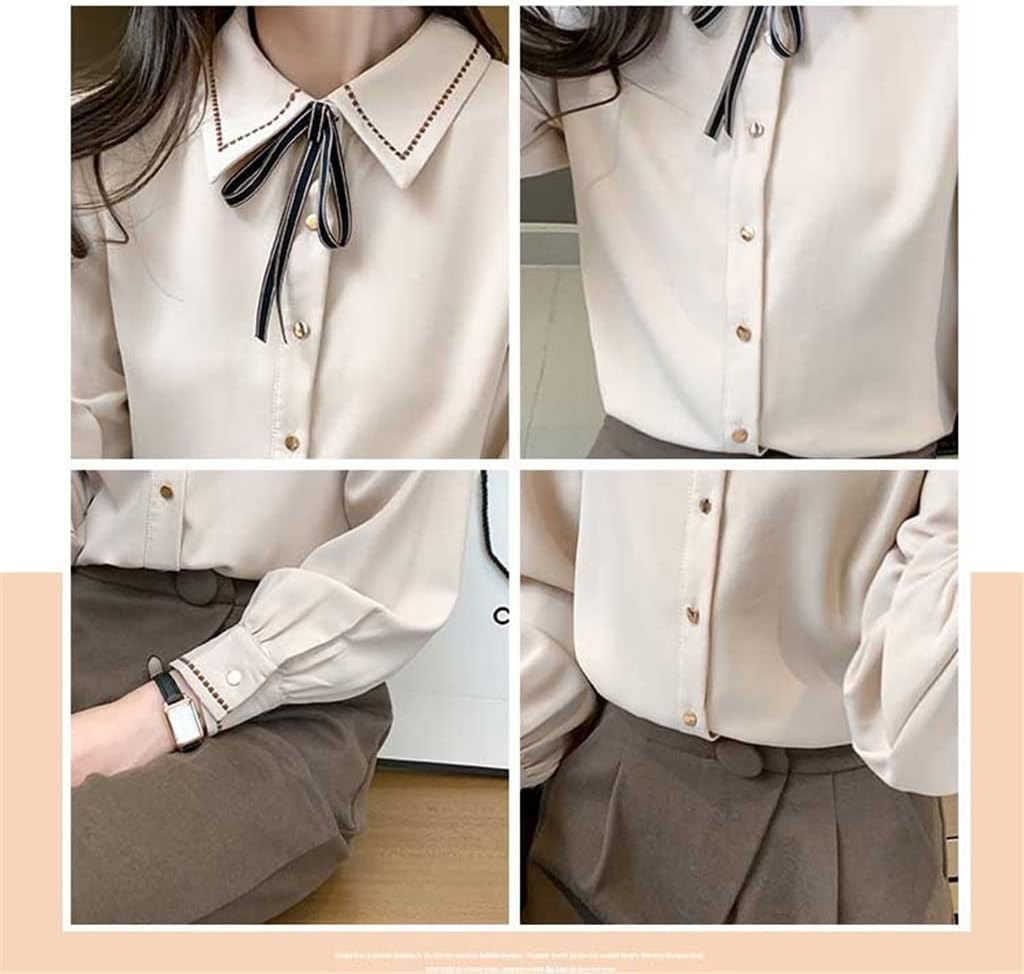 骨格ウェーブ ボウタイ風リボン シフォン シャツブラウス