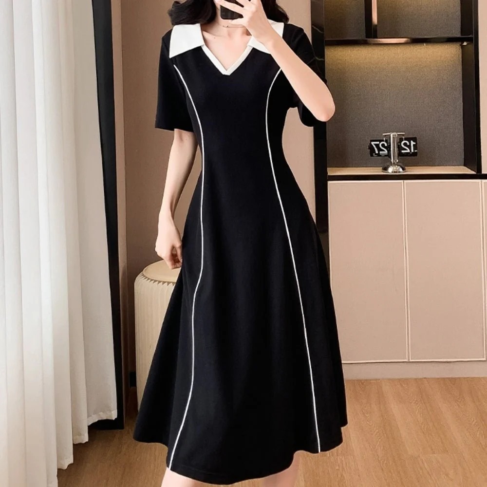 骨格ウェーブ 美バランス切替ライン フィット＆フレアワンピース