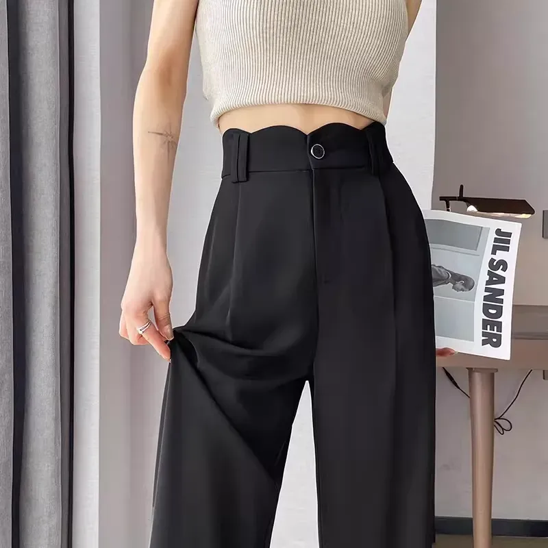 骨格ウェーブ 曲線美 スカラップハイウエスト とろみワイドパンツ