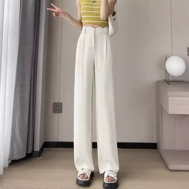 骨格ウェーブ 曲線美 スカラップハイウエスト とろみワイドパンツ