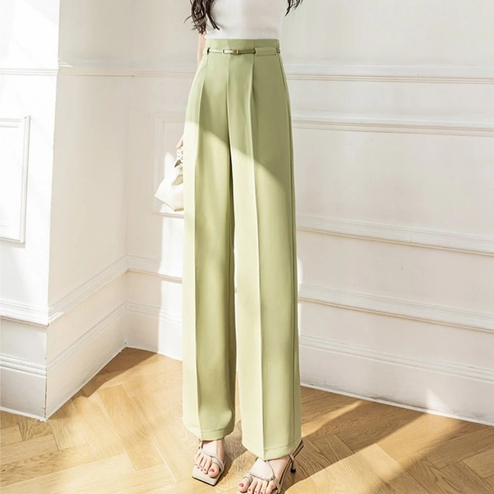 骨格ウェーブベルト付きワイドパンツスーツ