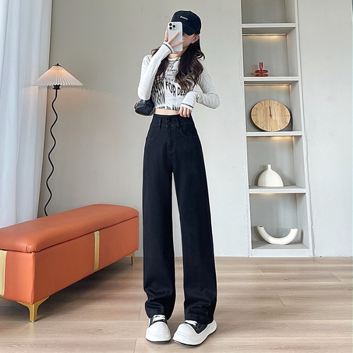 骨格ウェーブ くびれ強調＆脚長メイク ハイウエストストレッチワイドデニム